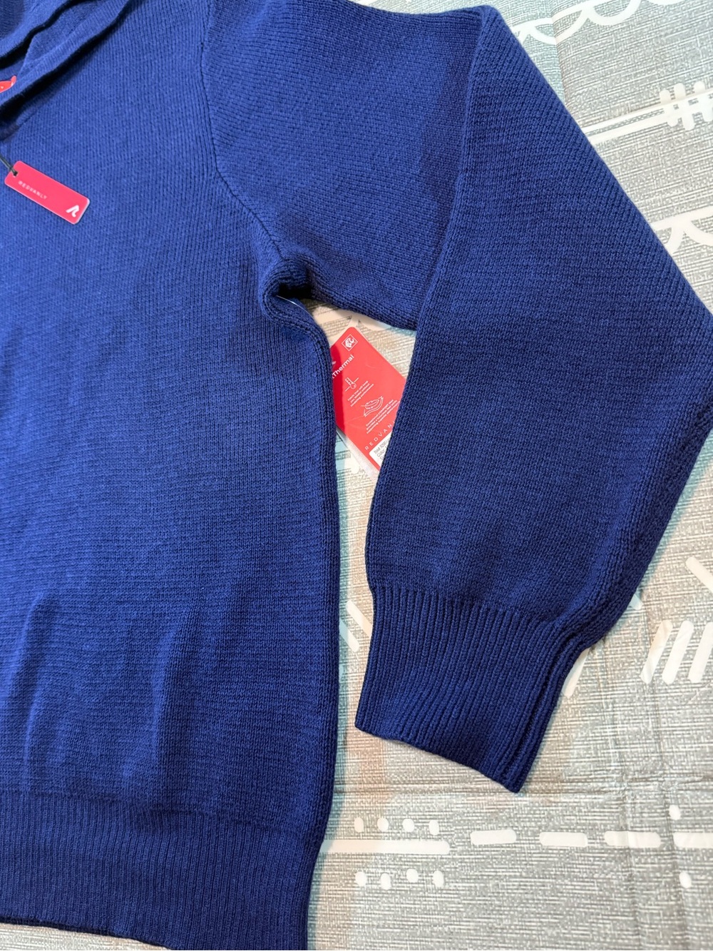 Redvanly Lenox LuxThermal Waffle Knit Hoodie Midnight Navy Men's XL - Picture 6 of 13